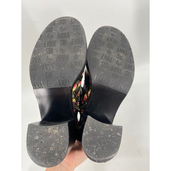 ANNA SUI Floral Leather Printed Lace Up Combat Boots Size 7 - Picture 4 of 8